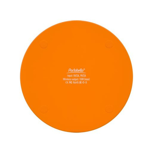 Беспроводное зарядное устройство с подсветкой 15W Аурис (Auris), оранжевое