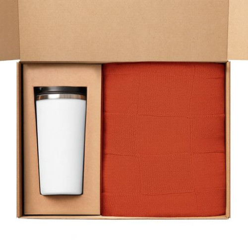 Подарочный набор Палермо, Селла (Palermo, Cella), оранжевый (плед, термокружка)