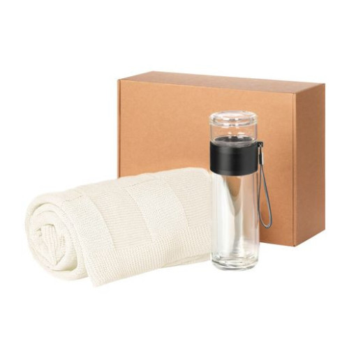 Подарочный набор Терсо (Terso), Селла (Cella), бежевый (плед, термобутылка)