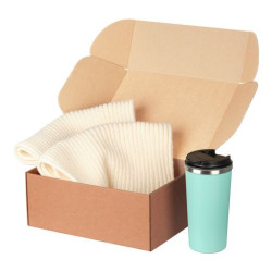 Подарочный набор Форгес (Forges), бежевый/аква (шарф, термокружка)