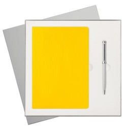 Подарочный набор Рейн (Rain), желтый (ежедневник, ручка)