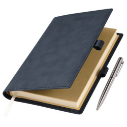 Ежедневник-портфолио Клип (Clip NEO) недатированный в подарочной коробке, синий (в комплекте ручка Sonata BP серебро)