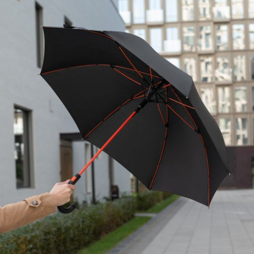 Зонт-трость Квантум (Quantum), черный/оранжевый Зонт-трость Квантум (Quantum), черный/оранжевый