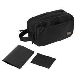 Подарочный набор Бостон (Boston), черный (обложка на паспорт, картхолдер, дорожная косметичка)