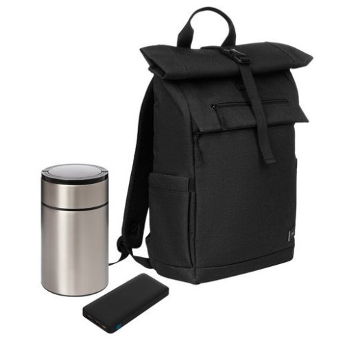 Подарочный набор Монте (Monte), черный (термос, ЗУ, рюкзак) Подарочный набор Монте (Monte), черный (термос, ЗУ, рюкзак)