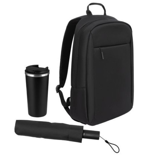 Подарочный набор Сириус (Sirius), черный (зонт, термокружка, рюкзак)