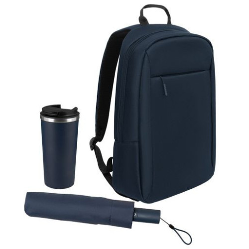 Подарочный набор Сириус (Sirius), синий (зонт, термокружка, рюкзак)