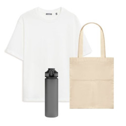 Набор с одеждой Раст (RUST) (футболка, бутылка, шоппер), белый/серый, 3XL/4XL