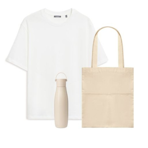 Набор с одеждой Раст (RUST) (футболка, термобутылка, шоппер), белый/бежевый, XS/S