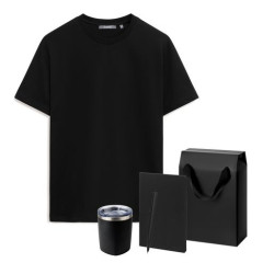 Набор с одеждой Крис (Kris) (футболка, термокружка, блокнот, ручка), черный, XL