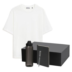 Набор с одеждой Раст Нео (Rust Neo) (футболка, бутылка, ежедневник, ручка), белый/черный, XL/2XL
