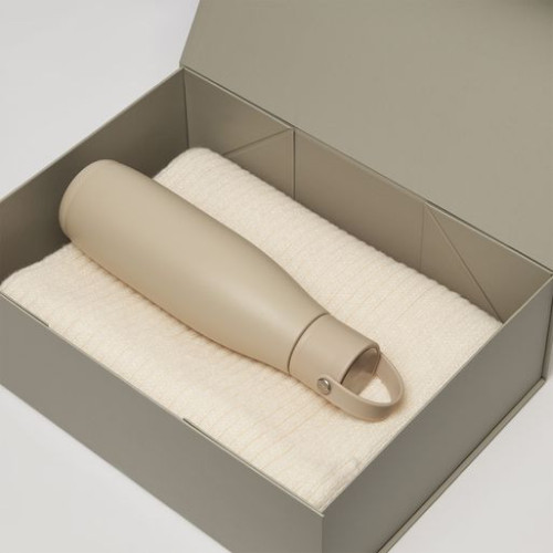 Подарочный набор Боска (Bosca), Форгес (Forges), бежевый (термобутылка, шарф)