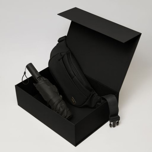 Подарочный набор Бостон (Boston), Филтон (Filton), черный (поясная сумка, зонт)