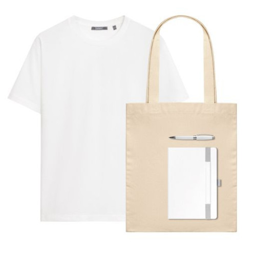 Набор с одеждой Крис (KRIS) (футболка, ежедневник, ручка, шоппер), белый, L