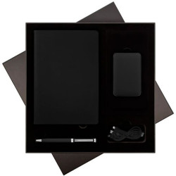 Подарочный набор Спарк (Spark), черный (ежедневник, ручка, аккумулятор)