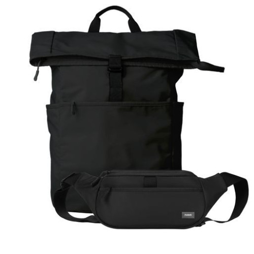 Подарочный набор Бостон (Boston) рюкзак + поясная сумка, черный