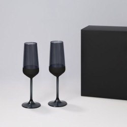 Подарочный набор 2 бокала для шампанского Блэк Эдишн (Black Edition) в черной коробке