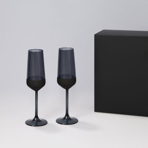 Подарочный набор 2 бокала для шампанского Блэк Эдишн (Black Edition) в черной коробке