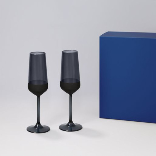 Подарочный набор 2 бокала для шампанского Блэк Эдишн (Black Edition) в синей коробке