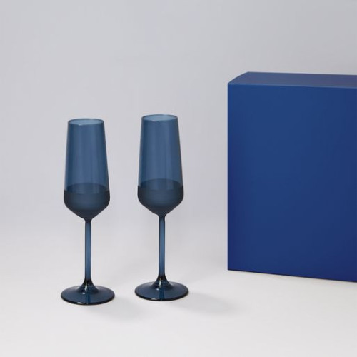 Подарочный набор 2 бокала для шампанского Сапфир (Sapphire) в синей коробке