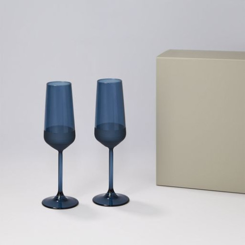 Подарочный набор 2 бокала для шампанского Сапфир (Sapphire) в серой коробке