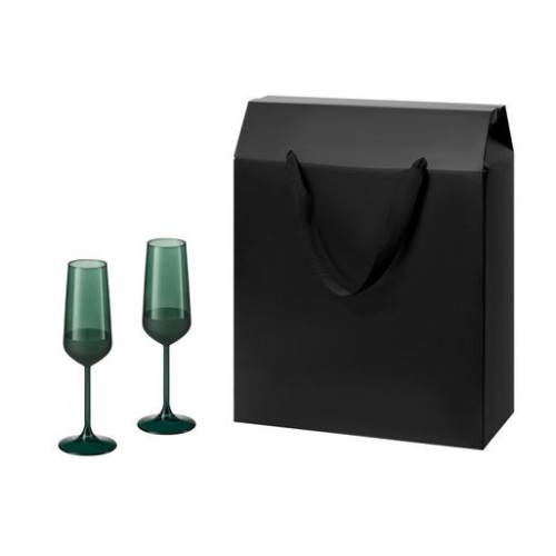 Подарочный набор 2 бокала для шампанского Эмеральд (Emerald) в большом подарочном пакете