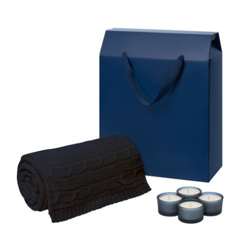 Подарочный набор Сенто (Sento), Фадо (Fado), синий (свечи, плед)