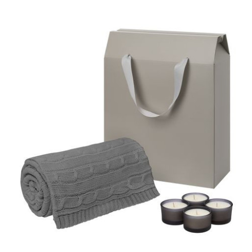 Подарочный набор Сенто (Sento), Фадо (Fado), серый (свечи, плед)