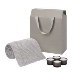 Подарочный набор Сенто (Sento), Мальта Софт (Malta Soft), серый (свечи, плед)