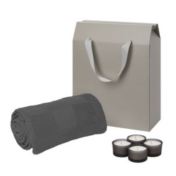 Подарочный набор Сенто (Sento), Селла (Cella), серый (свечи, плед)