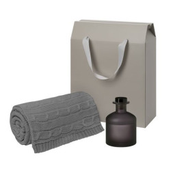 Подарочный набор Мизу (Mizu), Фадо (Fado), серый (диффузор, плед)