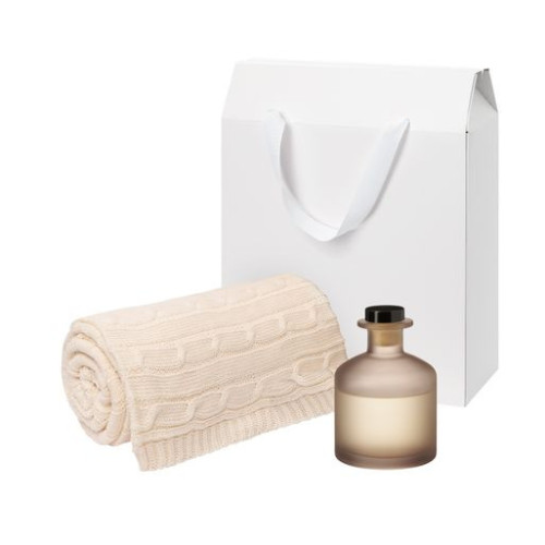 Подарочный набор Мизу (Mizu), Фадо (Fado), бежевый (диффузор, плед)