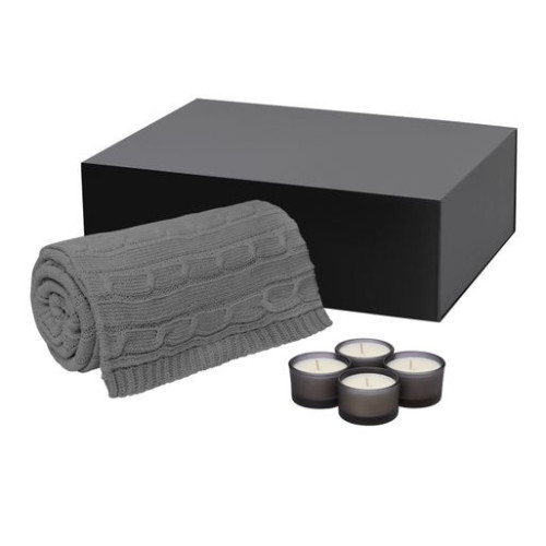 Подарочный набор Сенто (Sento), Фадо (Fado), серый (свеча, плед)