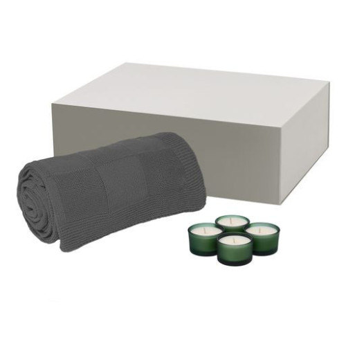 Подарочный набор Сенто (Sento), Селла (Cella), зеленый (свеча, плед)