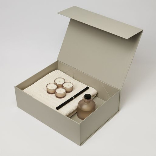 Подарочный набор Сенто (Sento), Фадо (Fado), бежевый (свеча, диффузор, плед)