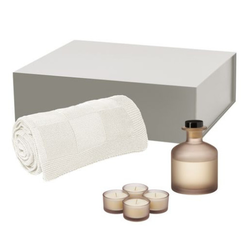 Подарочный набор Сенто (Sento), Селла (Cella), бежевый (свеча, диффузор, плед)