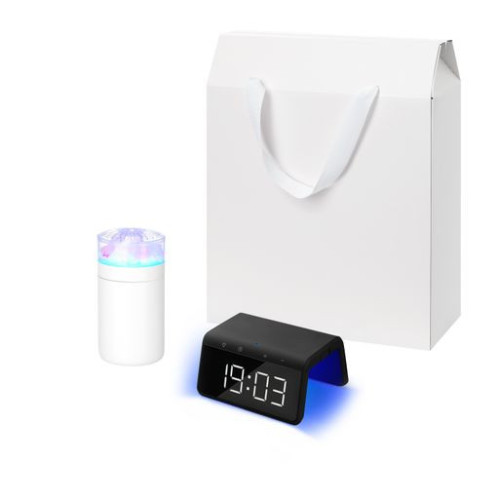 Подарочный набор Кристалл, Флейм (Crystal, Flame), черный (увлажнитель воздуха, зарядное устройство)