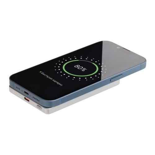 Внешний аккумулятор Атлантис (Atlantis) PD 5000mAh с функцией беспроводной зарядки 15W, серебряный