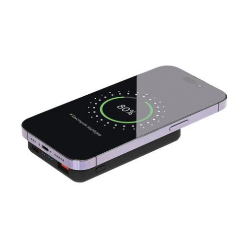 Внешний аккумулятор Ларго PD (Largo PD) 5000mAh с функцией беспроводной зарядки 15W, черный