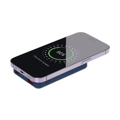 Внешний аккумулятор Ларго PD (Largo PD) 5000mAh с функцией беспроводной зарядки 15W, синий