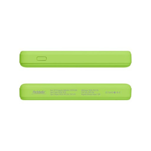 Внешний аккумулятор Ларго PD (Largo PD) 5000mAh с функцией беспроводной зарядки 15W, салатовый