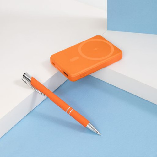 Внешний аккумулятор Ларго PD (Largo PD) 5000mAh с функцией беспроводной зарядки 15W, оранжевый