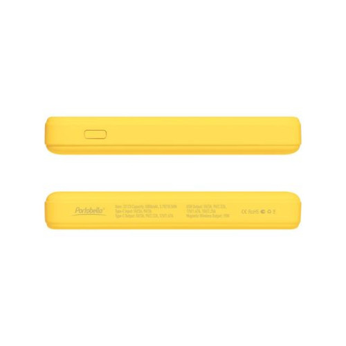 Внешний аккумулятор Ларго PD (Largo PD) 5000mAh с функцией беспроводной зарядки 15W, желтый