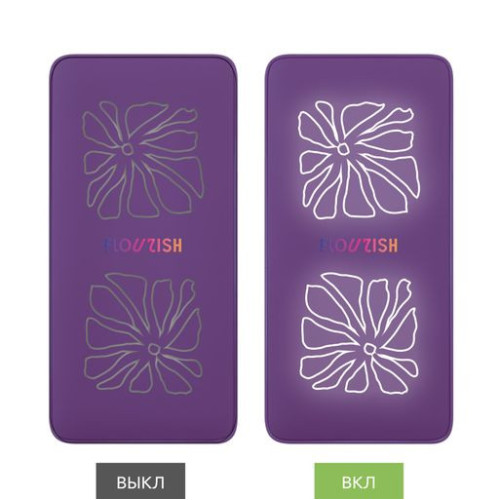 Внешний аккумулятор с подсветкой Анкор Плюс PD (Ancor PD Plus) 10000 mAh, фиолетовый