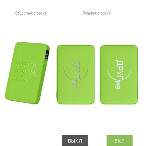 Внешний аккумулятор с подсветкой Анкор (Ancor) 5000 mAh, салатовый