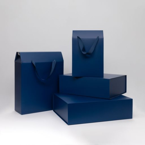 Подарочная коробка-пакет универсальная малая, синяя Подарочная коробка-пакет универсальная малая, синяя