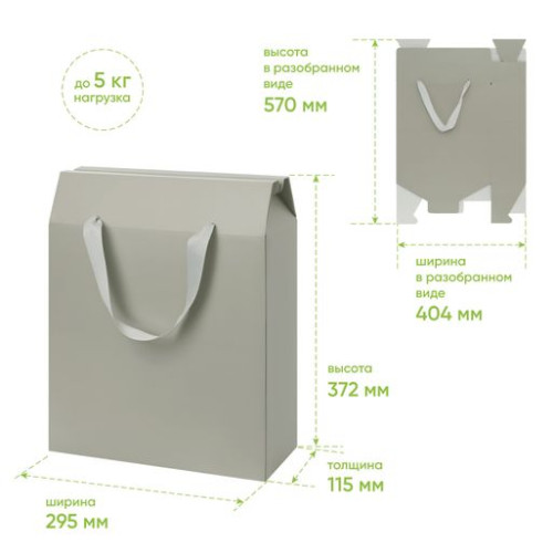 Подарочная коробка-пакет универсальная большая, серая